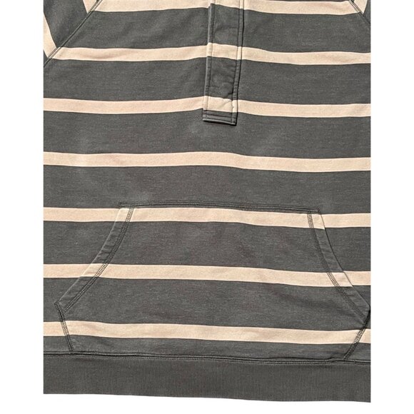 L.L. Bean Striped Rugby Henley Pullover Snap Zip Gray Beige Size XL - Picture 9 of 9